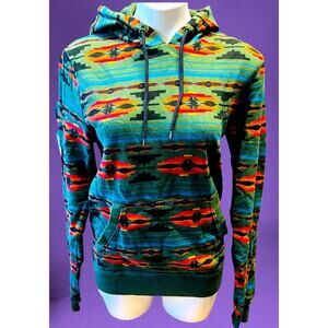 Character Hero Hoodie Men's Small Fair Isle Native African Print Sweatshirt